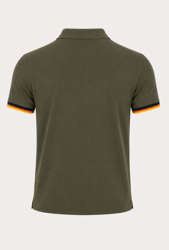 Polo Uomo Cranberry cotone Jersey semi slim con righe a contrasto - VERDE ARMY