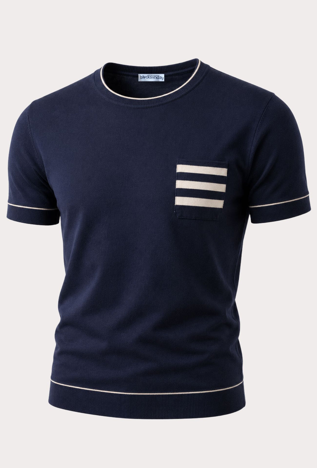 T- Shirt Uomo Con Taschino A Righe DRESSERD- BLU NAVY