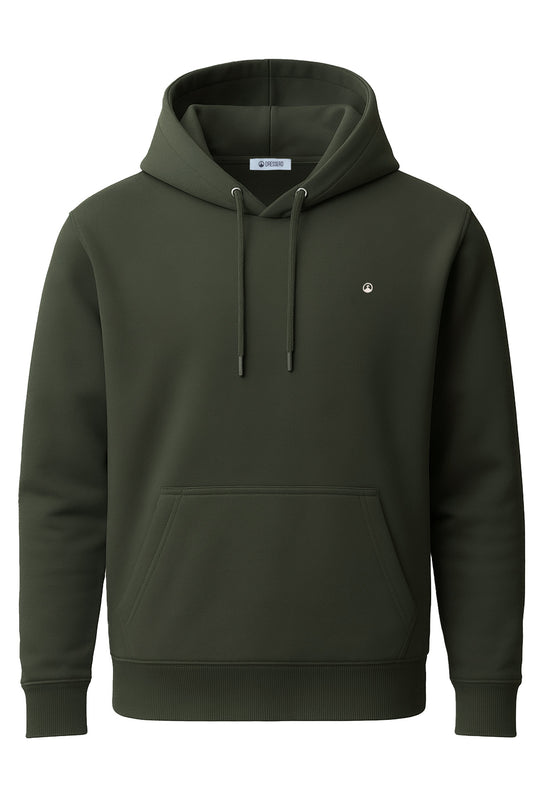 Felpa uomo chiusa con cappuccio Dresserd Felpata invernale - VERDE SCURO