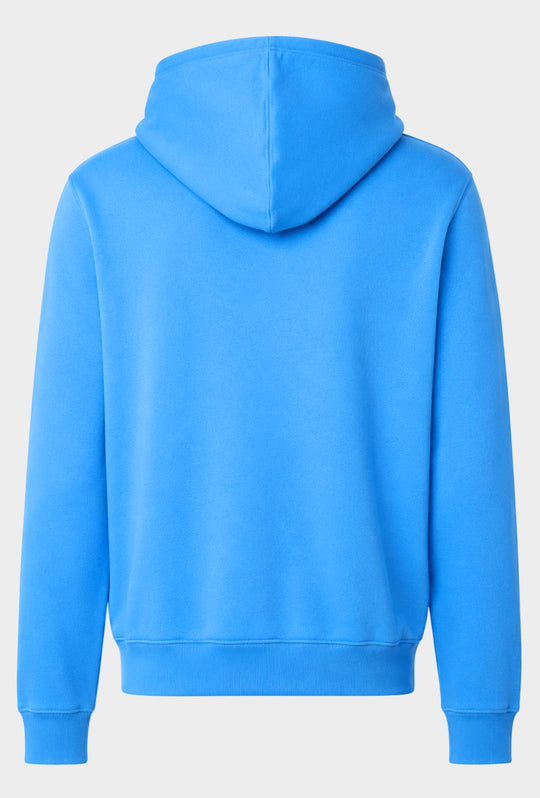 Felpa Uomo ADIDAS con Cappuccio Logo ricamato bianco lato cuore- AZZURRO