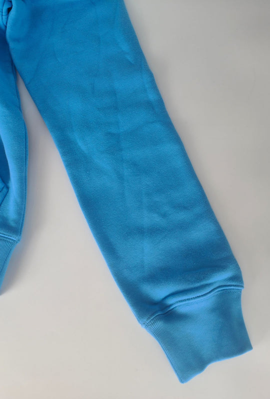 Felpa Uomo ADIDAS con Cappuccio Logo ricamato bianco lato cuore- AZZURRO