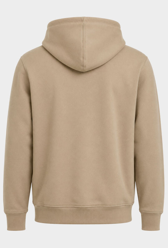 Felpa Uomo ADIDAS con Cappuccio e Interno Felpato scritta centrale in rilievo ricamata- BEIGE