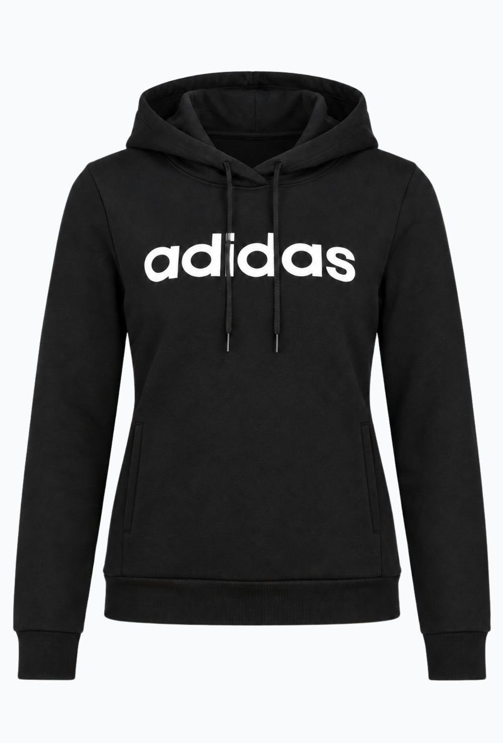 Felpa Donna Con Cappuccio in cotone ADIDAS scritta maxi stampata centrale - NERO