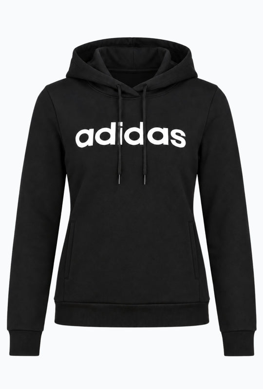 Felpa Donna Con Cappuccio in cotone ADIDAS scritta maxi stampata centrale - NERO