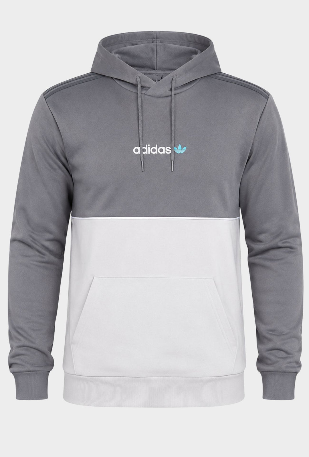 Felpa Uomo ADIDAS  Con Cappuccio E scritta centrale stampato sul petto e stampa grande sul retro- GRIGIO