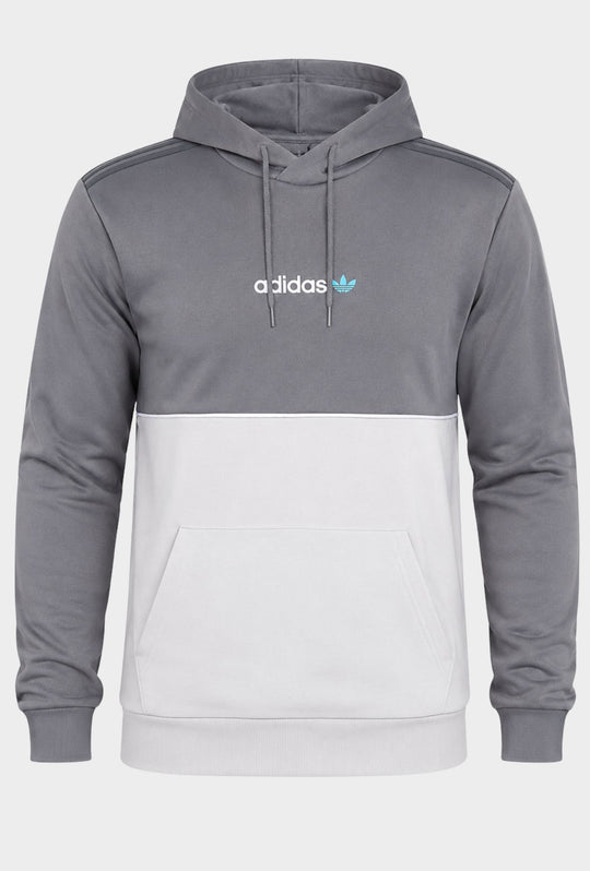 Felpa Uomo ADIDAS  Con Cappuccio E scritta centrale stampato sul petto e stampa grande sul retro- GRIGIO