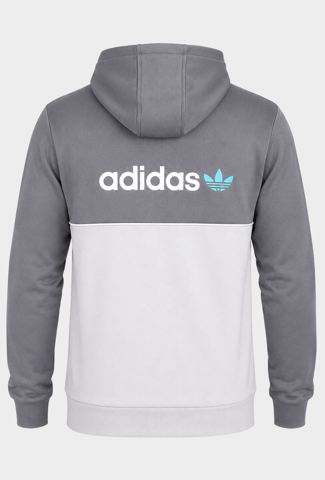 Felpa Uomo ADIDAS  Con Cappuccio E scritta centrale stampato sul petto e stampa grande sul retro- GRIGIO