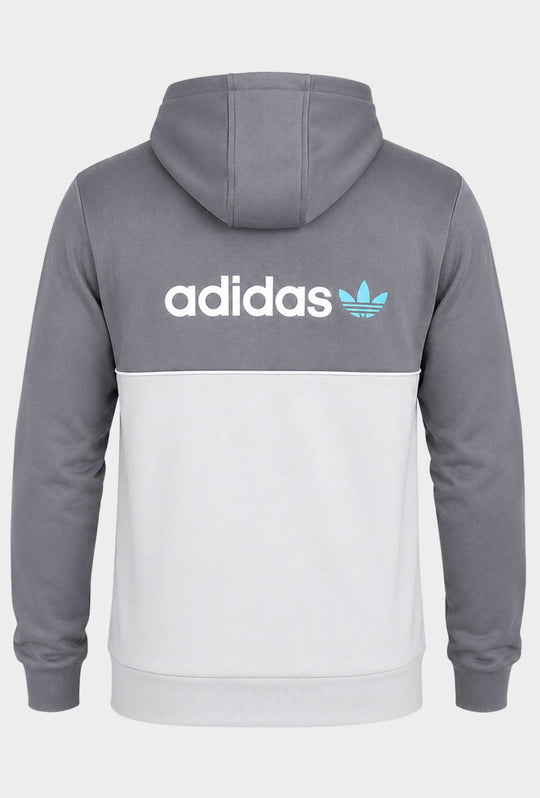 Felpa Uomo ADIDAS  Con Cappuccio E scritta centrale stampato sul petto e stampa grande sul retro- GRIGIO