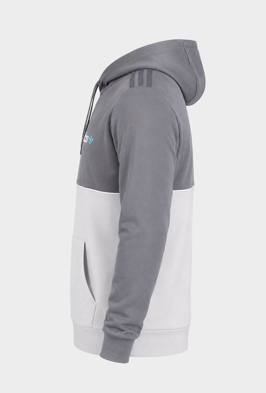 Felpa Uomo ADIDAS  Con Cappuccio E scritta centrale stampato sul petto e stampa grande sul retro- GRIGIO