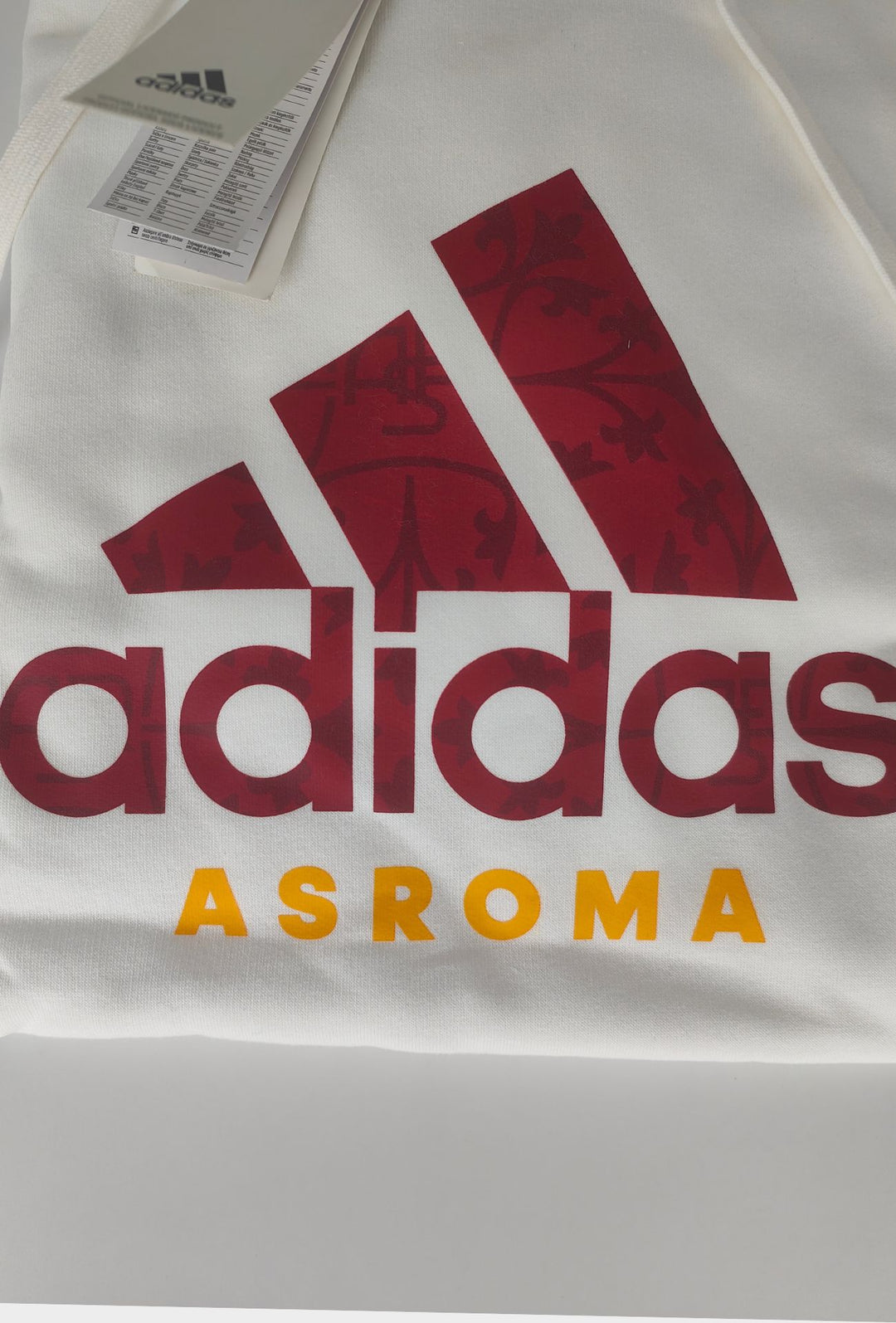 Felpa Adidas AS Roma Uomo con Cappuccio Felpata- BIANCO