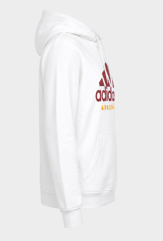 Felpa Adidas AS Roma Uomo con Cappuccio Felpata- BIANCO
