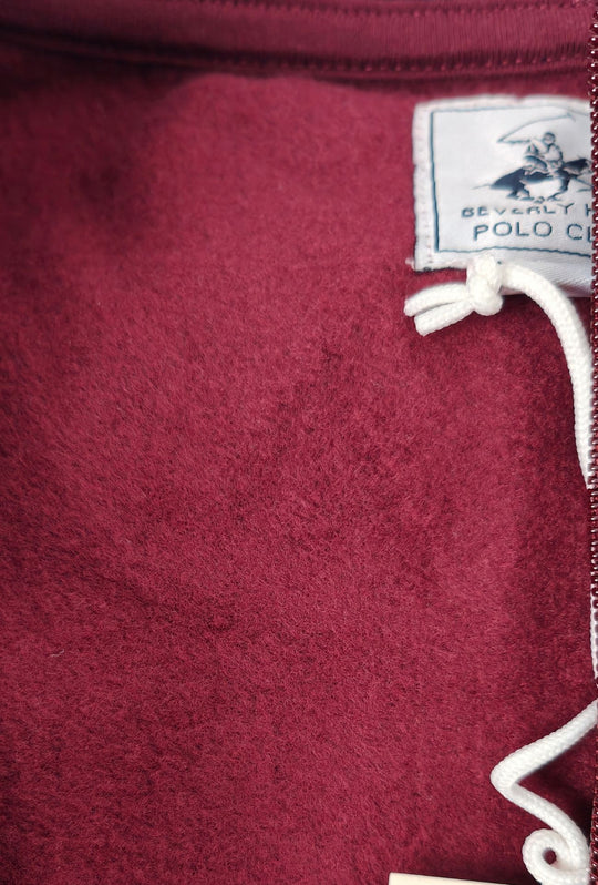 Felpa Uomo Full Zip Felpata Senza Cappuccio BEVERLY HILLS POLO CLUB logo stampato lato cuore- BORDEAUX