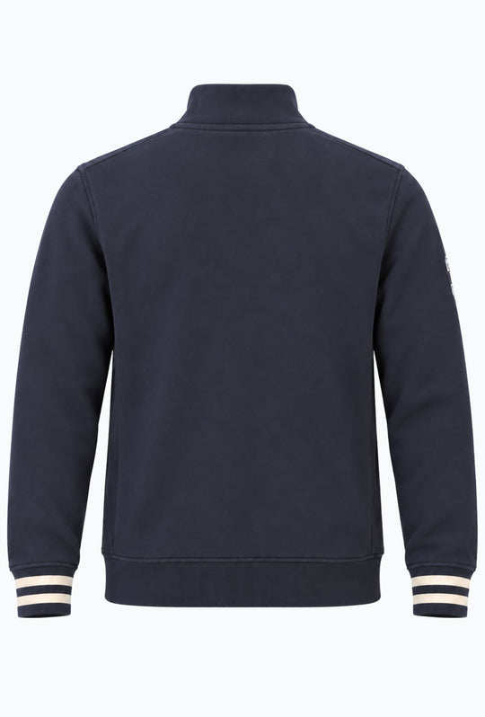 Felpa Uomo Full Zip Felpata Senza Cappuccio BEVERLY HILLS POLO CLUB logo stampato lato cuore- BLU NAVY