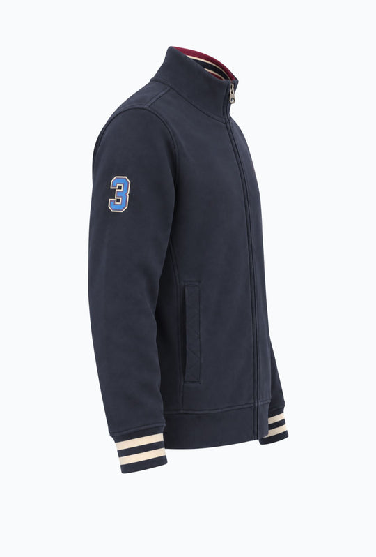 Felpa Uomo Full Zip Felpata Senza Cappuccio BEVERLY HILLS POLO CLUB logo stampato lato cuore- BLU NAVY