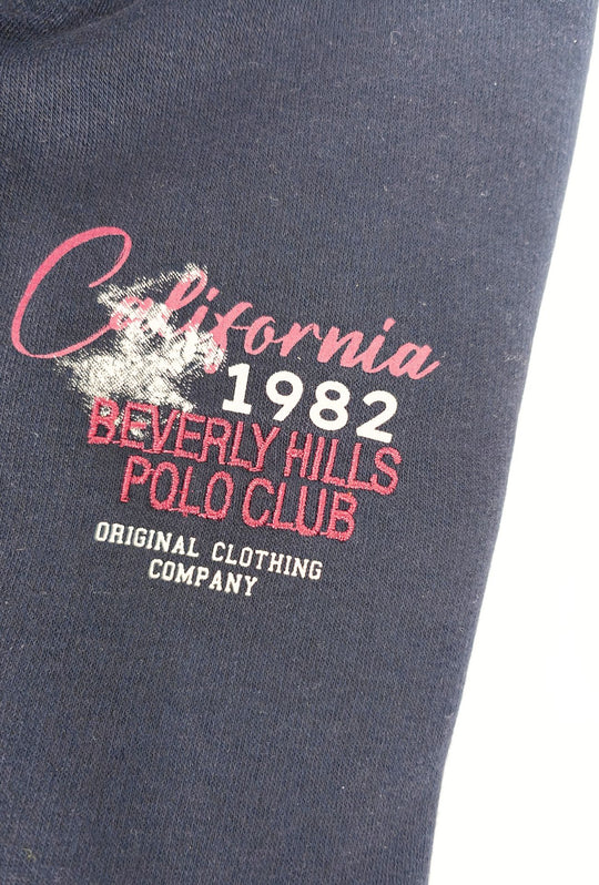 Felpa Uomo Full Zip Felpata Senza Cappuccio BEVERLY HILLS POLO CLUB logo stampato lato cuore- BLU NAVY