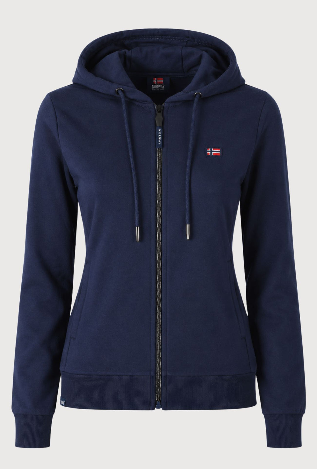 Felpa Donna Full Zip in cotone NORWAY logo ricamato lato cuore- BLU NAVY