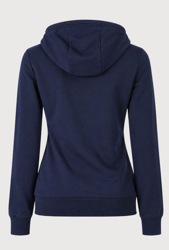 Felpa Donna Full Zip in cotone NORWAY logo ricamato lato cuore- BLU NAVY
