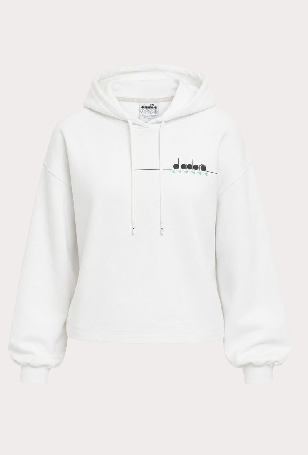 Felpa Donna DIADORA con Cappuccio in Cotone  Vestibilità Oversize- BIANCO