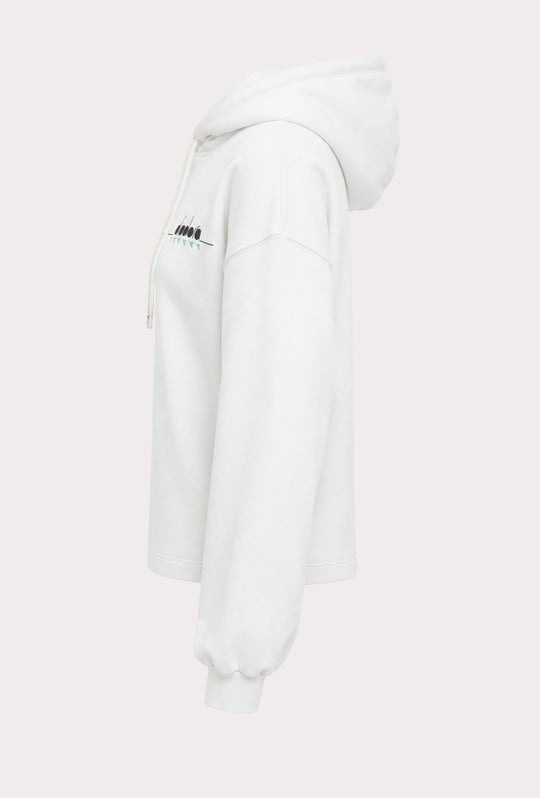 Felpa Donna DIADORA con Cappuccio in Cotone  Vestibilità Oversize- BIANCO