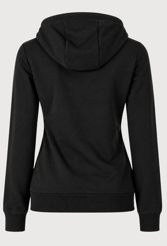 Felpa Donna Full Zip in cotone NORWAY logo ricamato lato cuore- NERO
