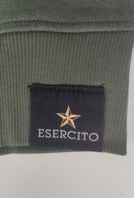Felpa Uomo Girocollo In Cotone ESERCITO 1659 Logo Gommato in rilievo lato cuore- VERDE MILITARE
