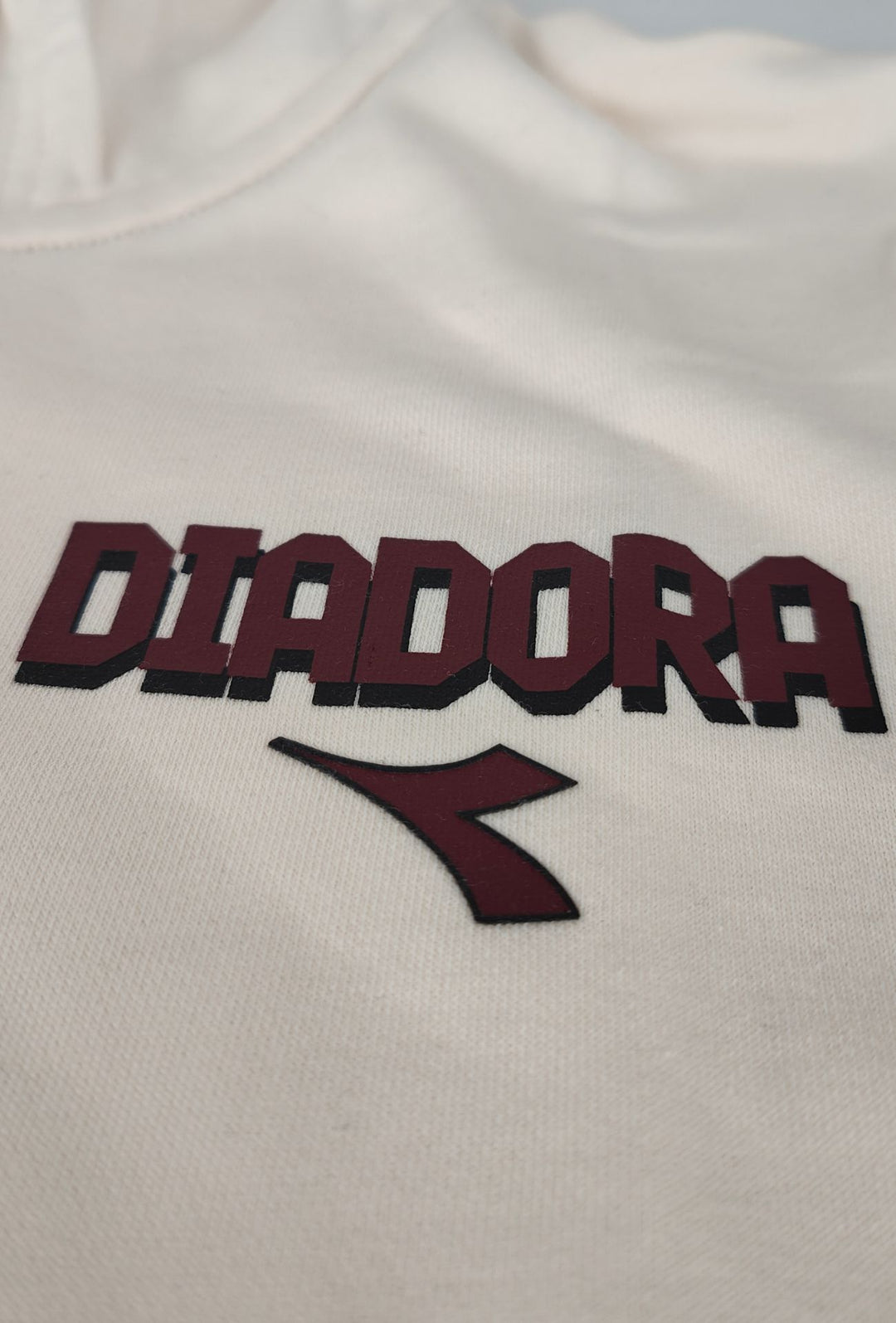 Felpa Uomo Full Zip DIADORA in cotone con cappuccio logo stampato lato cuore- PANNA