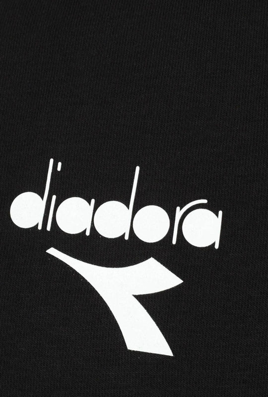 Felpa Uomo DIADORA Full Zip in cotone con cappuccio logo stampato lato cuore- NERO