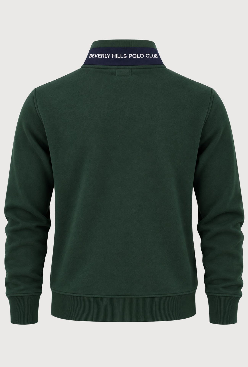Felpa Uomo Full Zip Senza Cappuccio BEVERLY HILLS POLO CLUB Cotone felpato- VERDE BOSCO