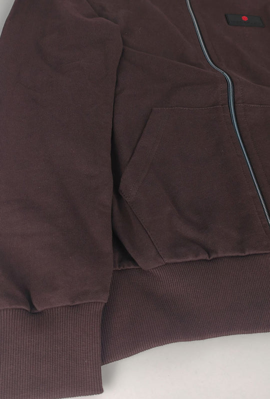 Felpa Full Zip MEED MILANO In Cotone logo Gommato Lato Cuore- CACAO