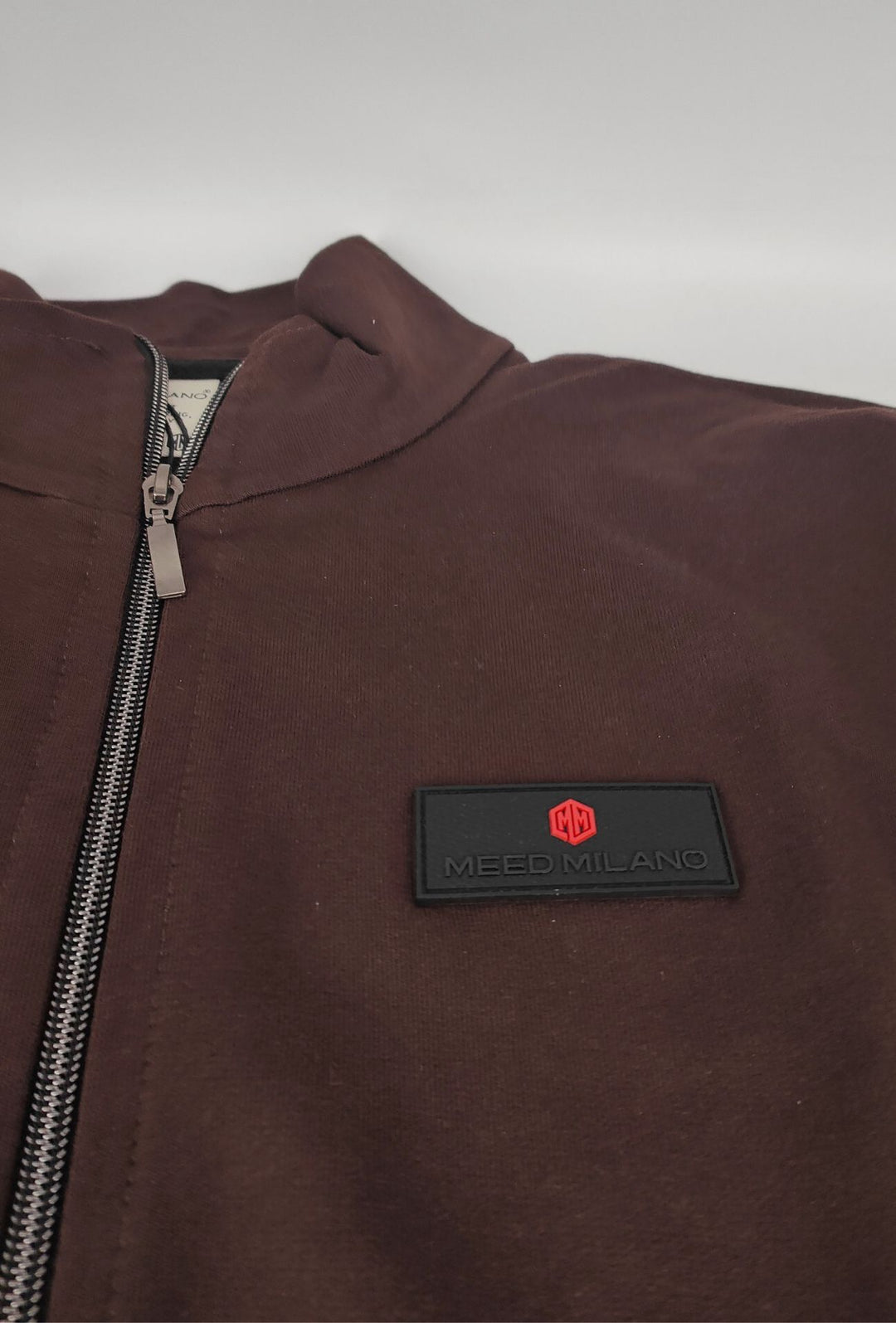 Felpa Full Zip MEED MILANO In Cotone logo Gommato Lato Cuore- CACAO