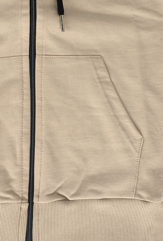 Felpa Uomo MEED MILANO Full Zip Con Cappuccio in cotone Logo Stampato Lato Cuore- BEIGE