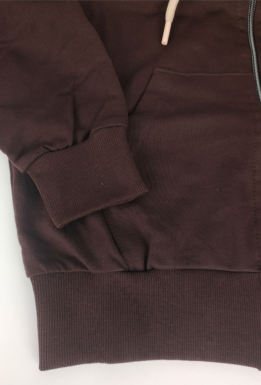 Felpa Uomo con cappuccio MEED MILANO full zip in cotone Logo Ricamato lato cuore-CACAO