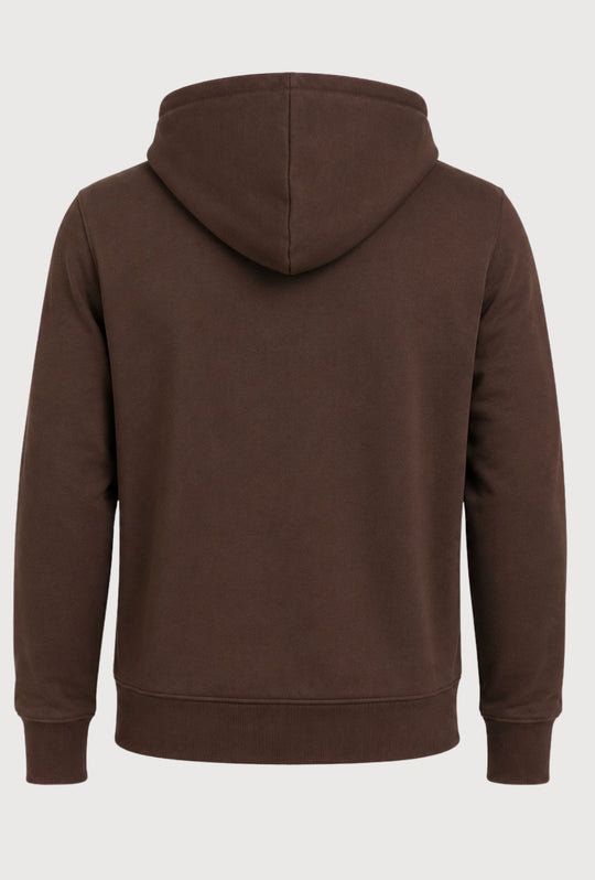 Felpa Uomo con cappuccio MEED MILANO full zip in cotone Logo Ricamato lato cuore-CACAO