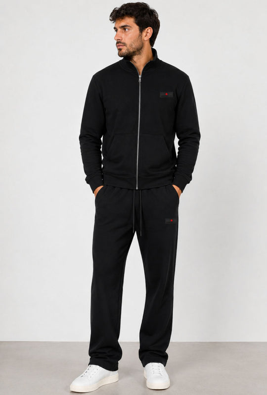Felpa Full Zip MEED MILANO In Cotone logo Gommato Lato Cuore- NERO