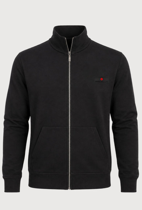 Felpa Full Zip MEED MILANO In Cotone logo Gommato Lato Cuore- NERO