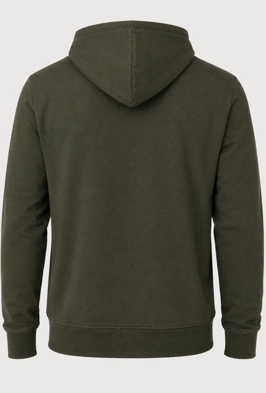 Felpa Uomo MEED MILANO Full Zip Con Cappuccio in cotone Logo Stampato Lato Cuore-VERDE MILITARE