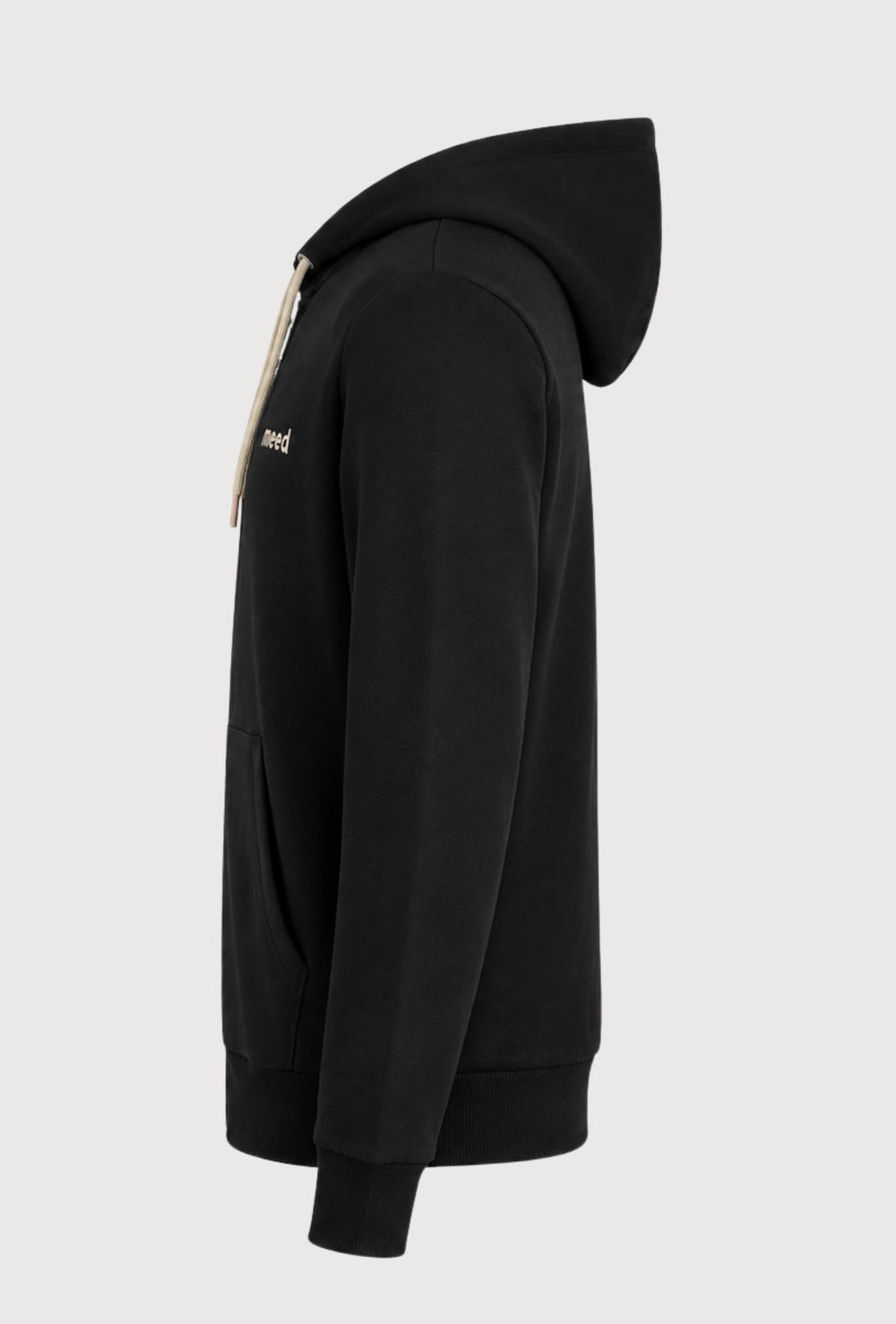 Felpa Uomo con cappuccio MEED MILANO  full zip in cotone Logo Ricamato lato cuore- NERO