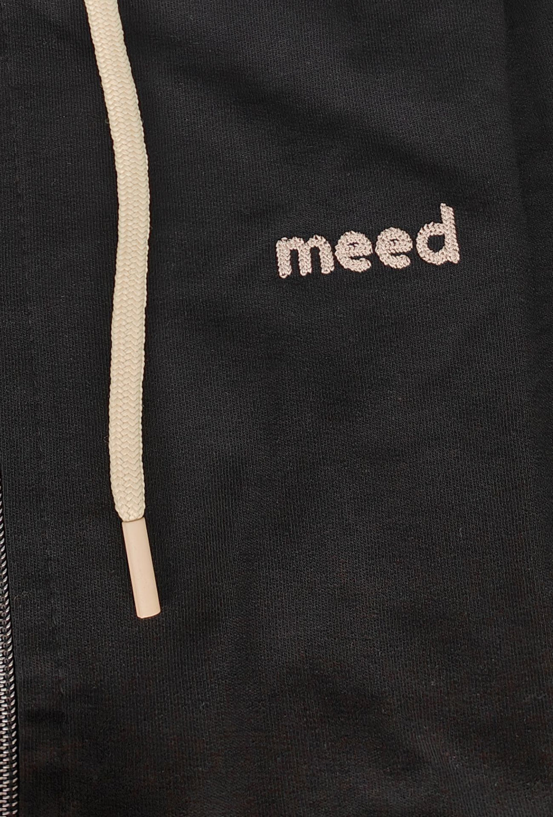 Felpa Uomo con cappuccio MEED MILANO  full zip in cotone Logo Ricamato lato cuore- NERO