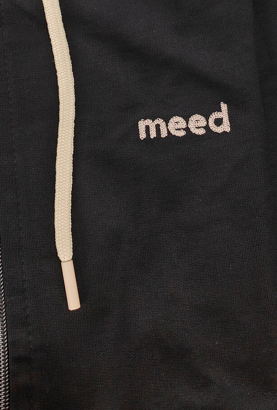 Felpa Uomo con cappuccio MEED MILANO  full zip in cotone Logo Ricamato lato cuore- NERO
