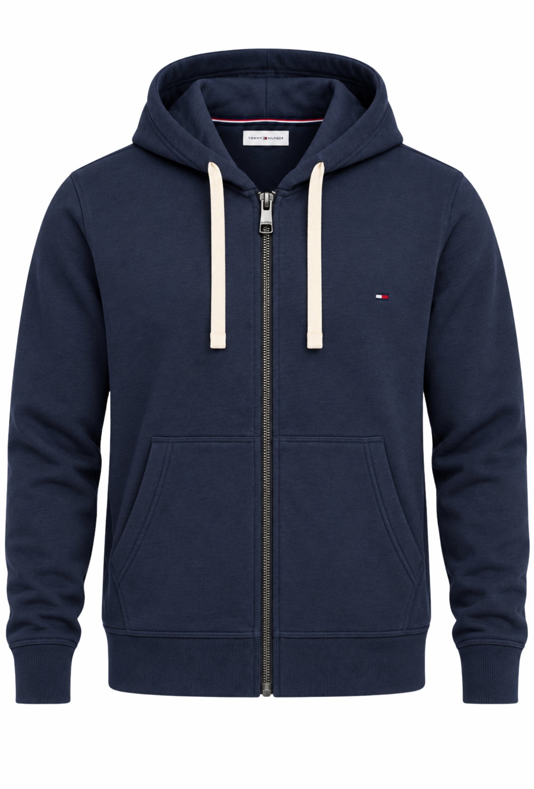Felpa Uomo Full Zip con cappuccio TOMMY HILFIGER cotone felpato leggero- BLU NAVY