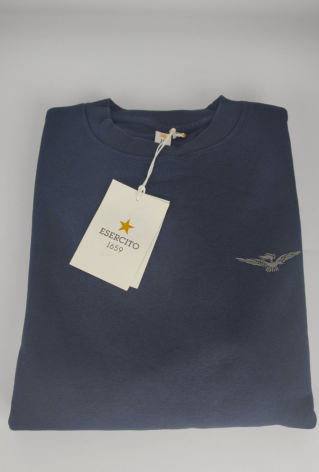 Felpa Uomo Girocollo In Cotone ESERCITO 1659 Logo Gommato in rilievo lato cuore- BLU NAVY