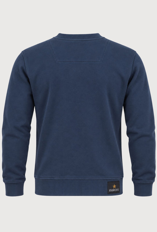 Felpa Uomo Girocollo In Cotone ESERCITO 1659 Logo Gommato in rilievo lato cuore- BLU NAVY
