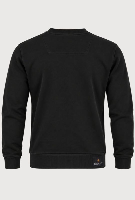Felpa Uomo Girocollo In Cotone ESERCITO 1659 Logo Gommato in rilievo lato cuore- NERO