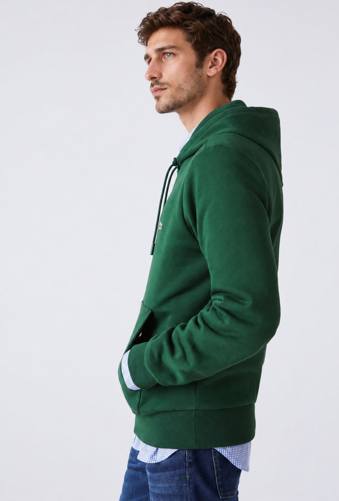 Felpa Uomo Interno felpato LACOSTE con cappuccio - VERDE
