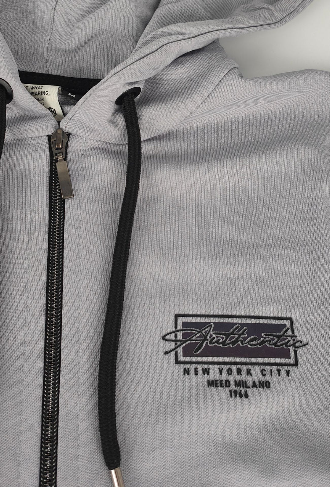 Felpa Uomo MEED MILANO Full Zip Con Cappuccio in cotone Logo Stampato Lato Cuore- GRIGIO