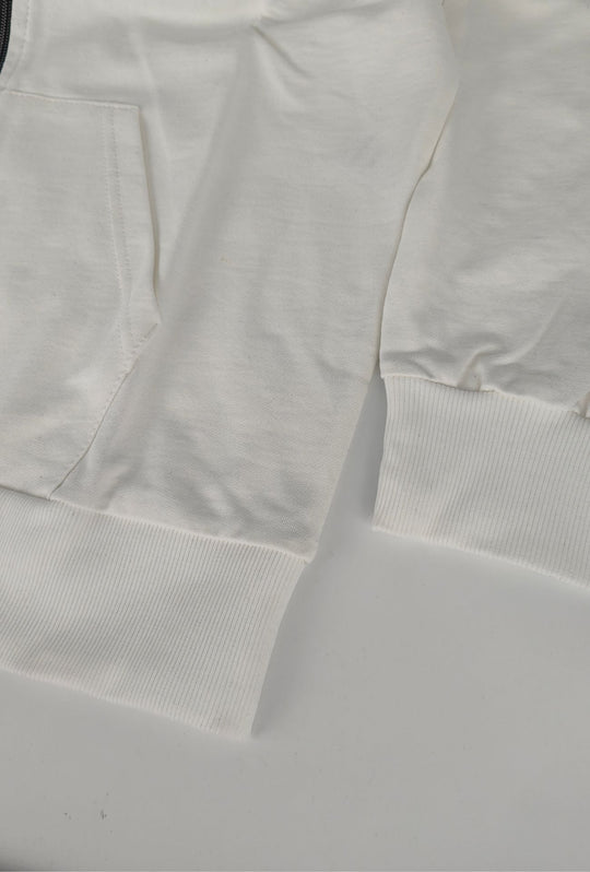 Felpa Uomo con cappuccio MEED MILANO full zip in cotone Logo Ricamato lato cuore-BIANCO