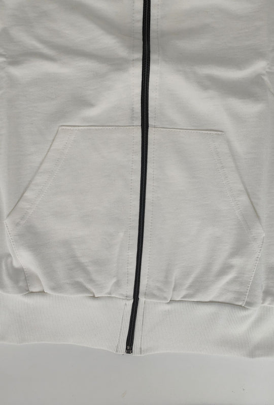 Felpa Uomo con cappuccio MEED MILANO full zip in cotone Logo Ricamato lato cuore-BIANCO