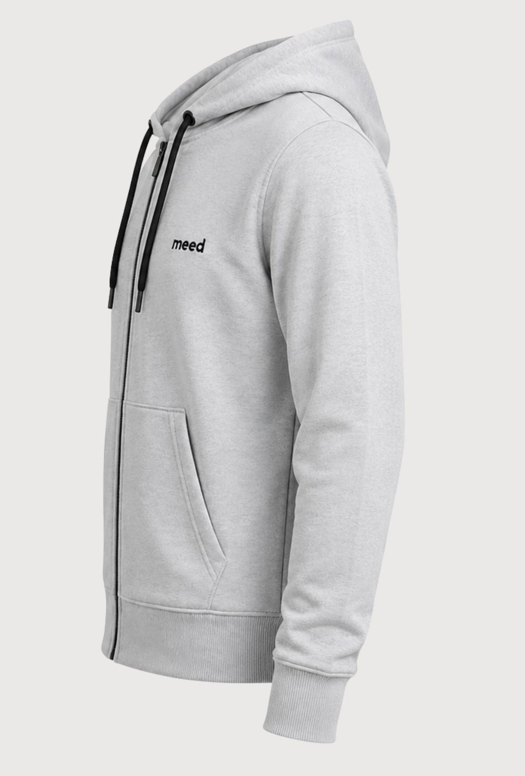 Felpa Uomo con cappuccio MEED MILANO full zip in cotone Logo Ricamato lato cuore-GRIGIO