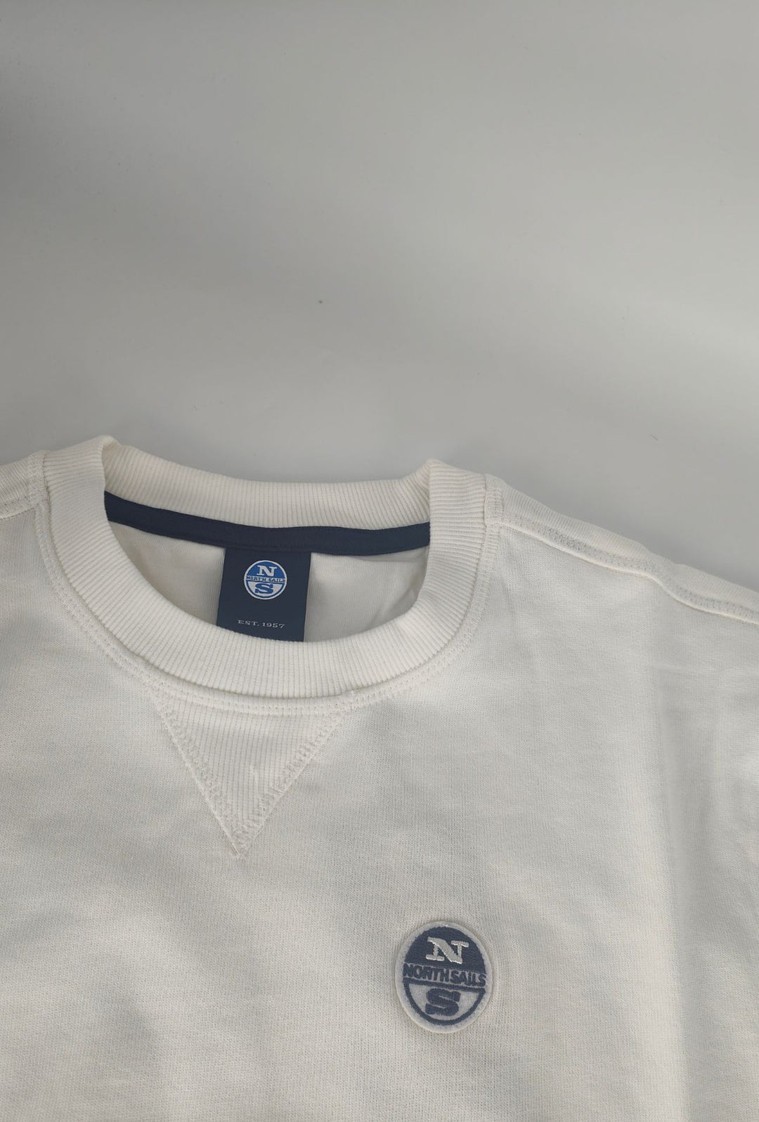 Felpa Uomo NORTH SAILS  Girocollo in 100% Cotone Logo ricamato lato cuore- BIANCO