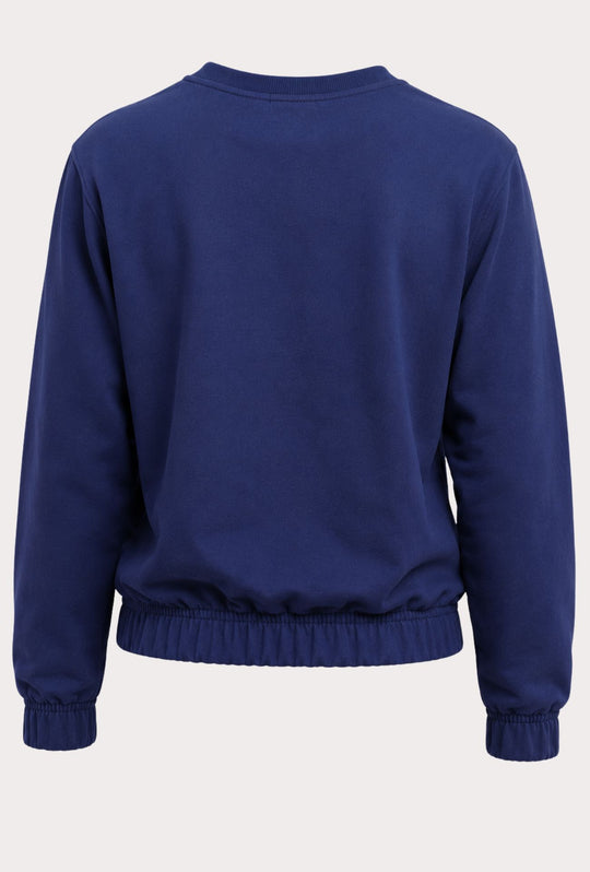 Felpa Donna Pinko Up  in Cotone Girocollo con Logo Riflettente Vestibilità Regular- BLU NAVY